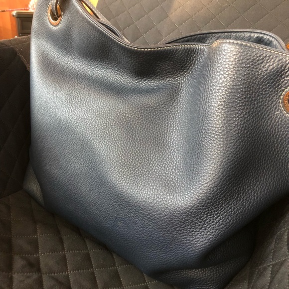 Dooney & Bourke Navy Leather Shopper Tote - Picture 3 of 8